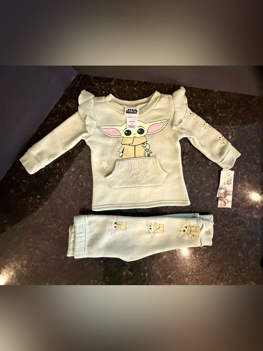 NWT Star Wars The Child (Grogu) Light Green super soft Kids 2pc Set size 12mo